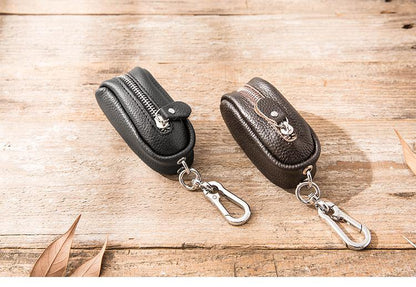 Black Leather Mens Small Car Key Wallets Brown Key Holder Car Key Pouch For Men