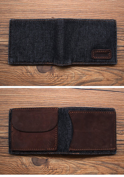 Blue Denim Wallet Denim Mens Slim billfold Wallet Denim Bifold Wallets For Men