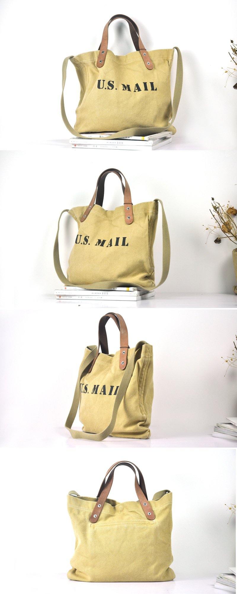 Blue Fashion Canvas Mens Womens Tote Handbag Messenger Bags Green Shoulder Tote Bag For Men and Women