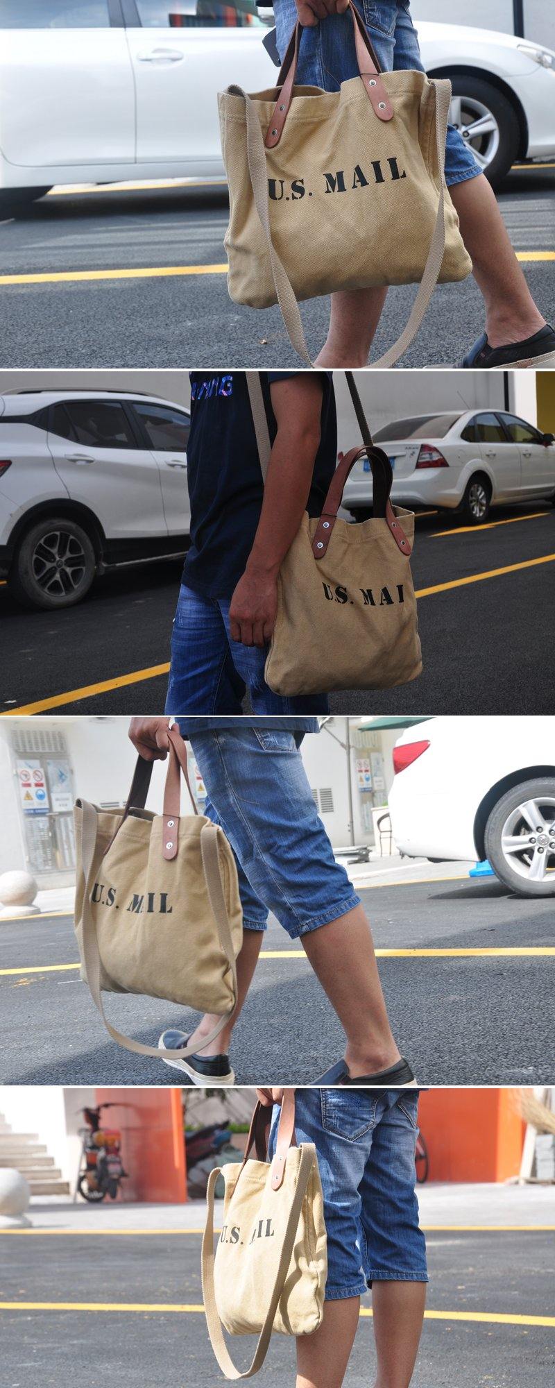 Blue Fashion Canvas Mens Womens Tote Handbag Messenger Bags Green Shoulder Tote Bag For Men and Women