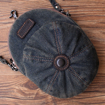 Unique Denim Cap Mini Shoulder Bags Belt Pouch Denim Cap Phone Crossbody Bag