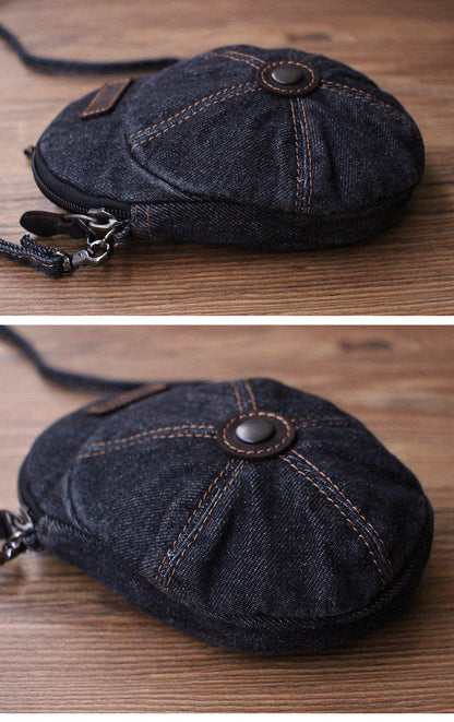 Unique Denim Cap Mini Shoulder Bags Belt Pouch Denim Cap Phone Crossbody Bag