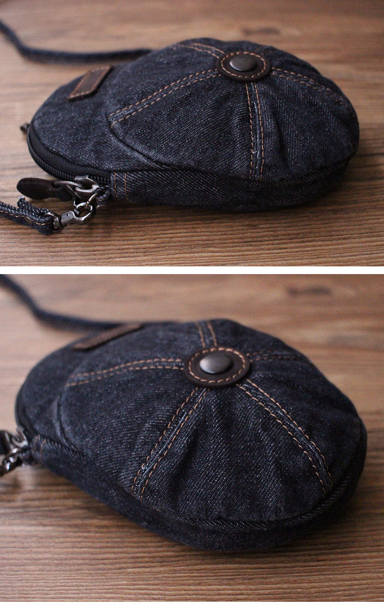 Blue Unique Denim Cap Mini Shoulder Bags Belt Pouch Denim Cap Phone Crossbody Bag