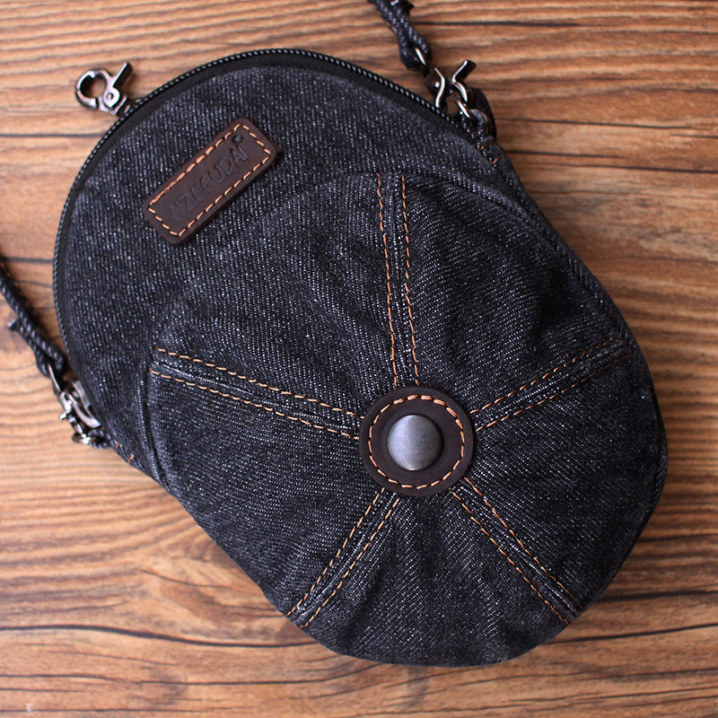 Unique Denim Cap Mini Shoulder Bags Belt Pouch Denim Cap Phone Crossbody Bag