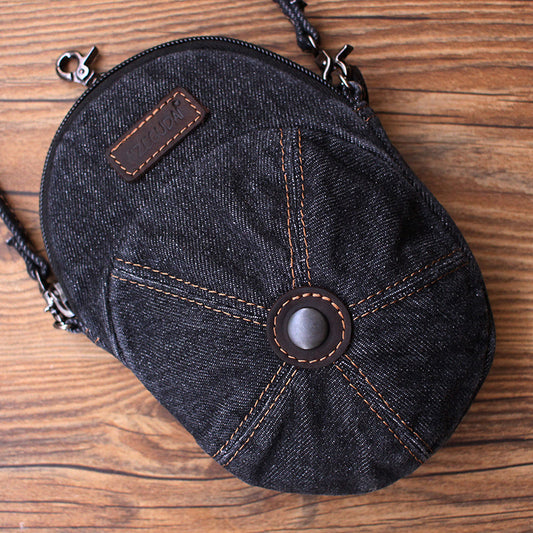 Blue Unique Denim Cap Mini Shoulder Bags Belt Pouch Denim Cap Phone Crossbody Bag