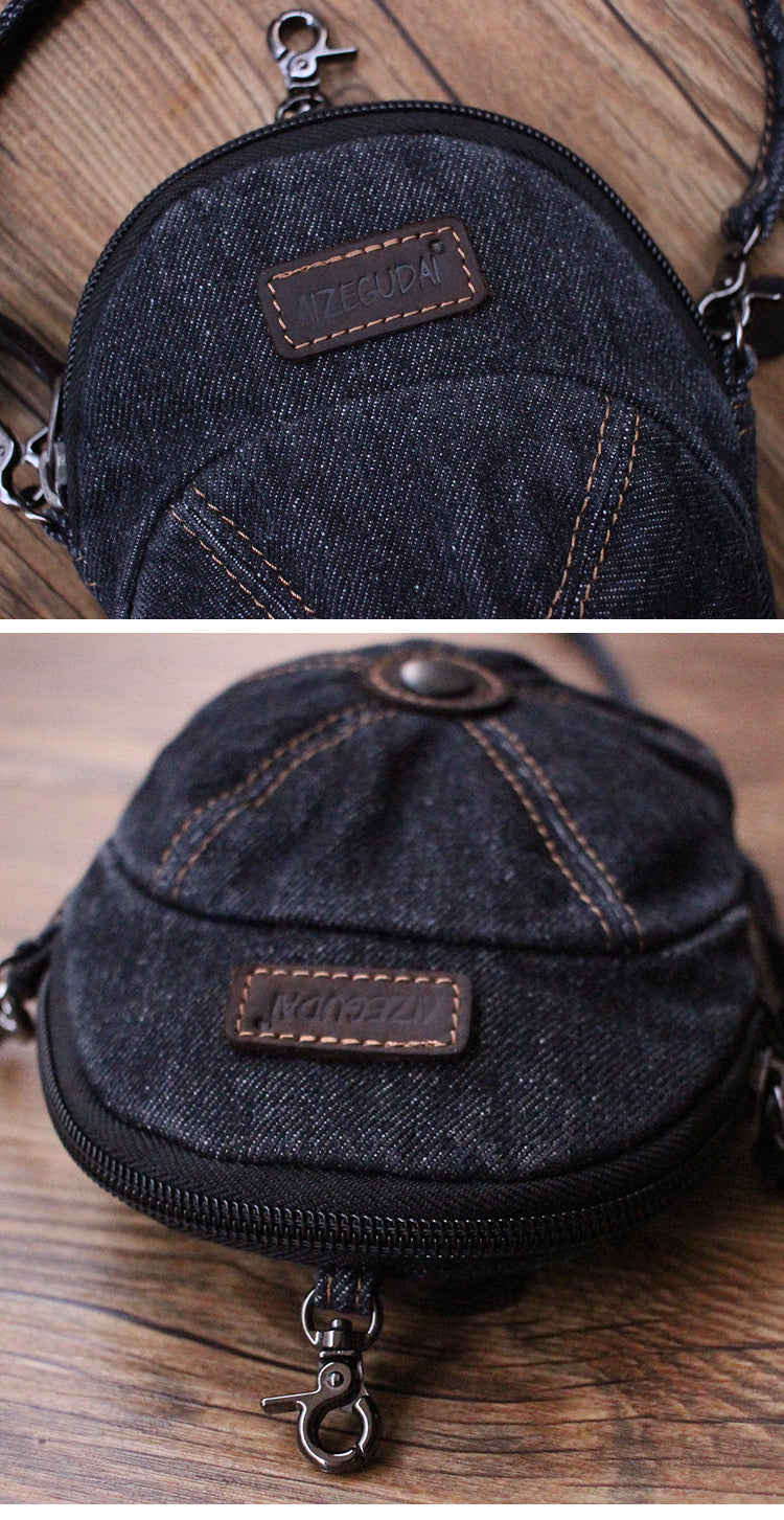 Blue Unique Denim Cap Mini Shoulder Bags Belt Pouch Denim Cap Phone Crossbody Bag