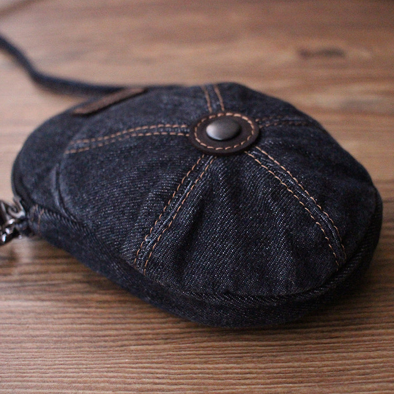 Blue Unique Denim Cap Mini Shoulder Bags Belt Pouch Denim Cap Phone Crossbody Bag