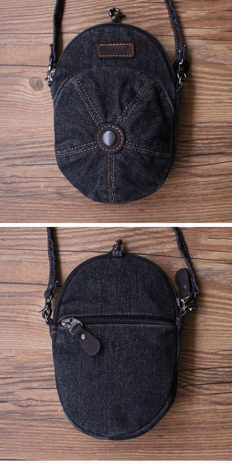 Unique Denim Cap Mini Shoulder Bags Belt Pouch Denim Cap Phone Crossbody Bag