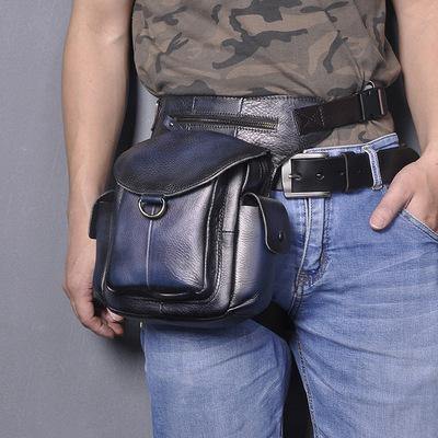 Coffee Leather Men Belt Pouch Vintage Drop Leg Bag Biker Purse Side Belt Bag for Men