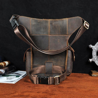 Coffee Leather Men Belt Pouch Vintage Drop Leg Bag Biker Purse Side Belt Bag for Men