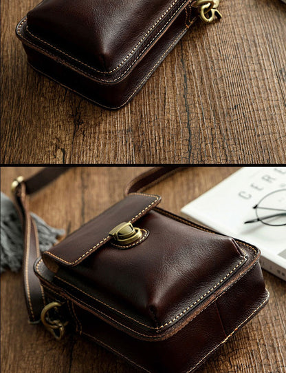 Brown LEATHER MEN Belt Pouch Phone Belt Bag Waist BAG Mini Phone Side Bag FOR MEN