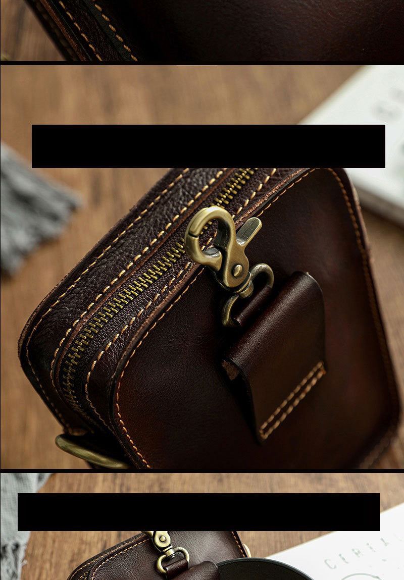 Brown LEATHER MEN Belt Pouch Phone Belt Bag Waist BAG Mini Phone Side Bag FOR MEN