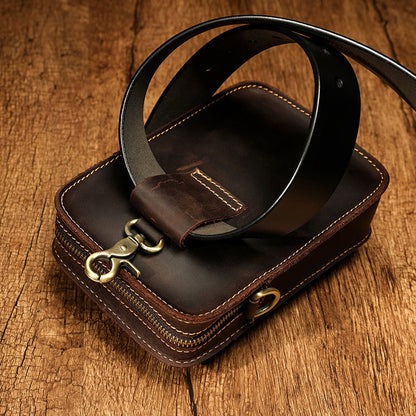 Brown LEATHER MEN Belt Pouch Phone Belt Bag Waist BAG Mini Phone Side Bag FOR MEN