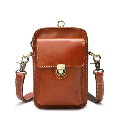 Brown LEATHER MEN Belt Pouch Phone Belt Bag Waist BAG Mini Phone Side Bag FOR MEN