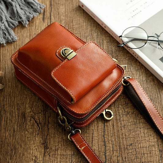 Brown LEATHER MEN Belt Pouch Phone Belt Bag Waist BAG Mini Phone Side Bag FOR MEN