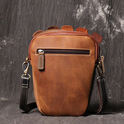 Brown Leather Bigfoot Messenger Bags Small Tablet Messenger Bag Side Bag For Men