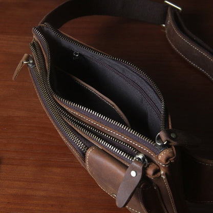 Brown Leather Fanny Pack Men's Brown Chest Bag Hip Pack Waist Bag For Men