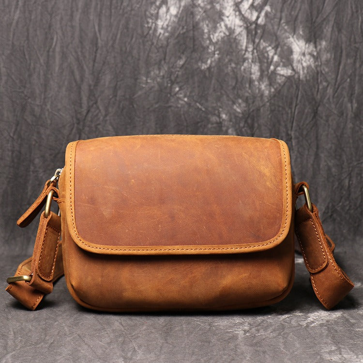 Brown Leather Men's Small Messenger Bag Side Bag Mini Shoulder Bag For Men