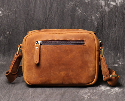 Brown Leather Men's Small Messenger Bag Side Bag Mini Shoulder Bag For Men