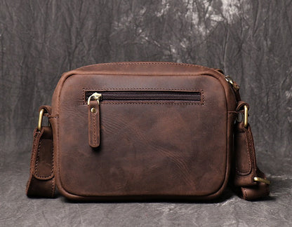 Brown Leather Men's Small Messenger Bag Side Bag Mini Shoulder Bag For Men