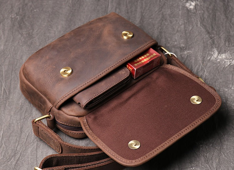 Brown Leather Men's Small Messenger Bag Side Bag Mini Shoulder Bag For Men