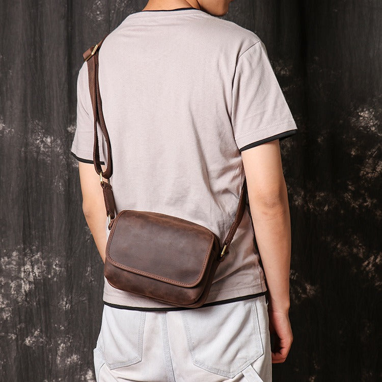 Brown Leather Men's Small Messenger Bag Side Bag Mini Shoulder Bag For Men