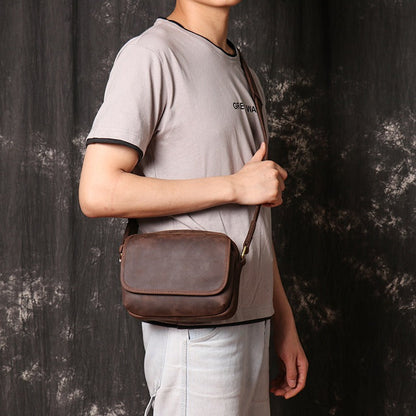 Brown Leather Men's Small Messenger Bag Side Bag Mini Shoulder Bag For Men