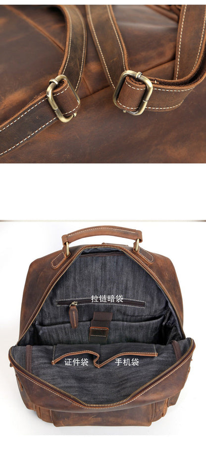 Brown Leather Men's Travel Backpack School Backpack 14¡®¡¯ Laptop Backpack For Men