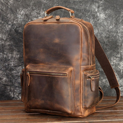 Brown Leather Men's Travel Backpack School Backpack 14¡®¡¯ Laptop Backpack For Men