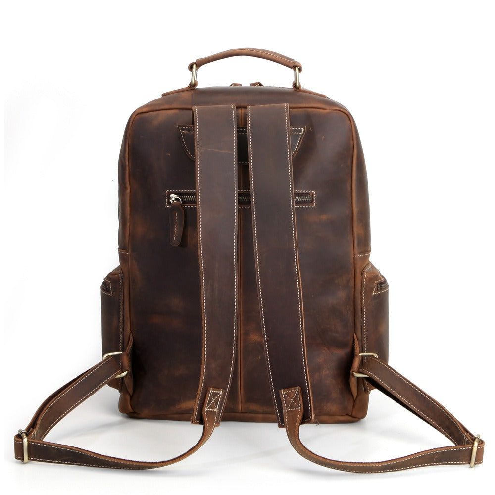 Brown Leather Men's Travel Backpack School Backpack 14¡®¡¯ Laptop Backpack For Men