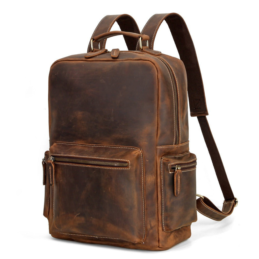 Brown Leather Men's Travel Backpack School Backpack 14¡®¡¯ Laptop Backpack For Men