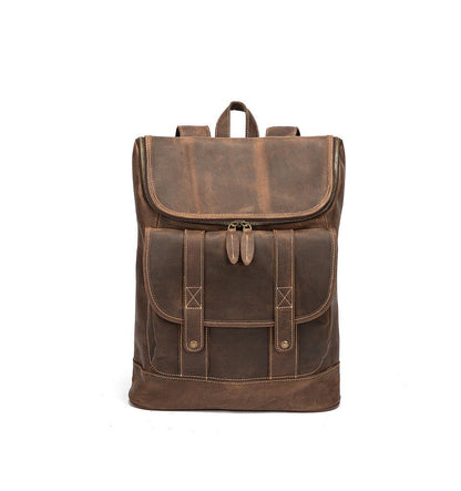 Brown Leather Men's Travel Backpack School Backpack College Backpack For Men