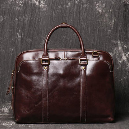 Brown Leather Mens Business 15.6 inches Laptop Work Briefcase Handbag Briefcase Business Bags For Men