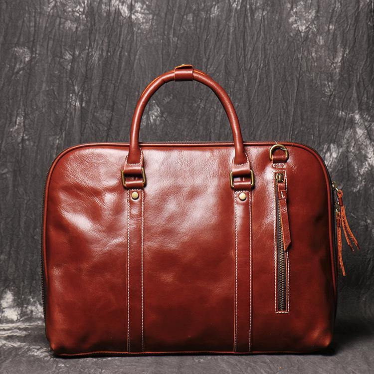 Brown Leather Mens Business 15.6 inches Laptop Work Briefcase Handbag Briefcase Business Bags For Men