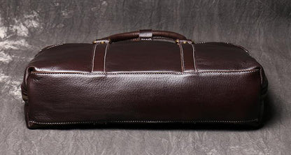 Brown Leather Mens Business 15.6 inches Laptop Work Briefcase Handbag Briefcase Business Bags For Men