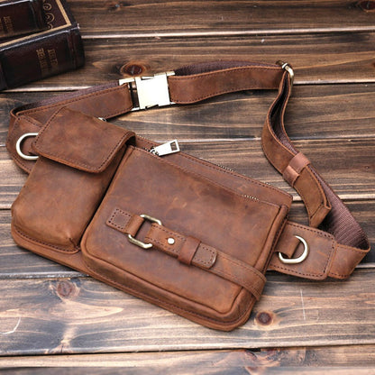 Brown Leather Mens Fanny Packs Hip Packs Sling Bags Sling Pack Waist Bags for Men