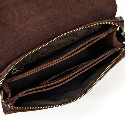 Coffee Leather Mens Large Clutch Wallet Wristlet Wallet Brown Long Wallet for Men