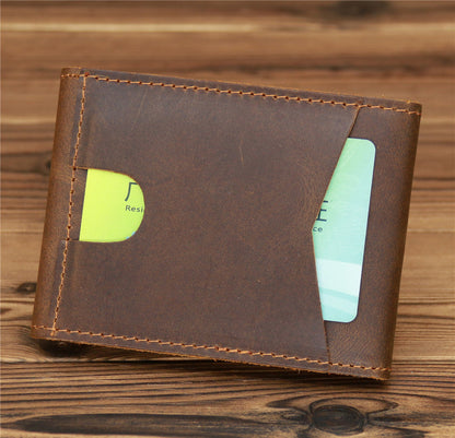 Brown Leather Mens License ID Wallets Front Pocket Wallet Cards Wallet for Men