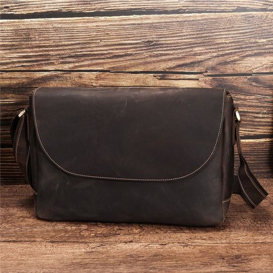 Vintage Coffee Leather Mens Side Bag Messenger BAG School Courier Bag FOR MEN