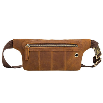 Brown Leather Mens Slim Fanny Pack Hip Packs Sling Bag Sling Pack Waist Bags for Men