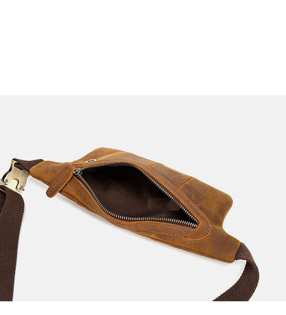 Brown Leather Mens Slim Fanny Pack Hip Packs Sling Bag Sling Pack Waist Bags for Men