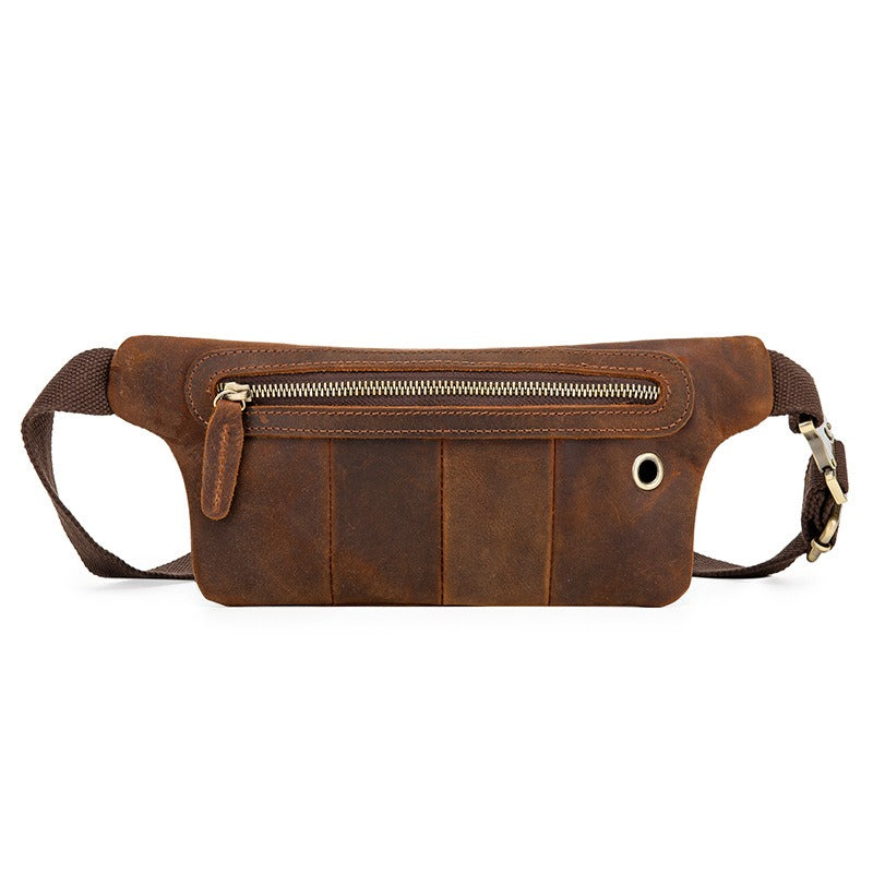 Brown Leather Mens Slim Fanny Pack Hip Packs Sling Bag Sling Pack Waist Bags for Men