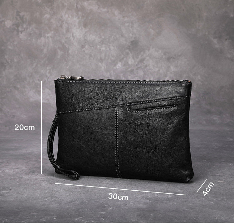 Best Leather Mens Wristlet Wallet Vintage Clutch Bag Zipper Clutch Purse for Men