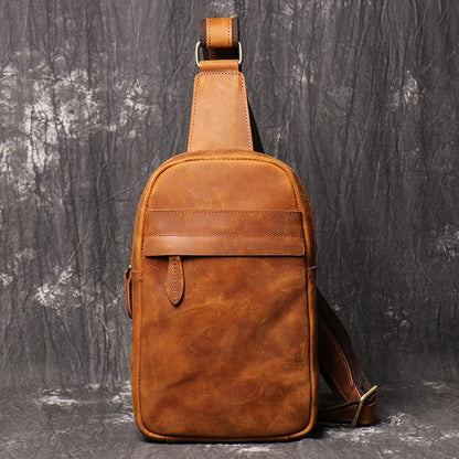 Brown Leather Sling Pack Chest Bag Sling Bag Sling Crossbody Bag Sling Travel Bags For Men