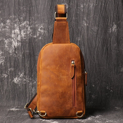 Brown Leather Sling Pack Chest Bag Sling Bag Sling Crossbody Bag Sling Travel Bags For Men