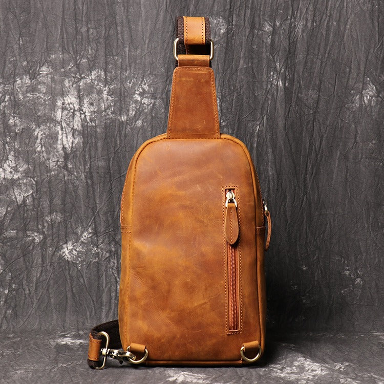 Brown Leather Sling Packs Chest Bags Sling Bag Sling Crossbody Bag Sling Travel Bags For Men