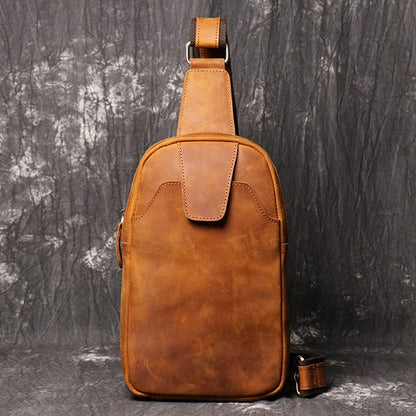 Brown Leather Sling Packs Chest Bags Sling Bag Sling Crossbody Bag Sling Travel Bags For Men