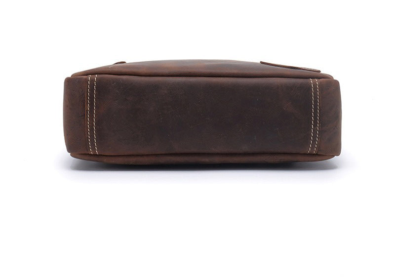 Brown Leather Small Side Bag Mens Brown iPad Courier Bag Casual Messenger Bag For Men