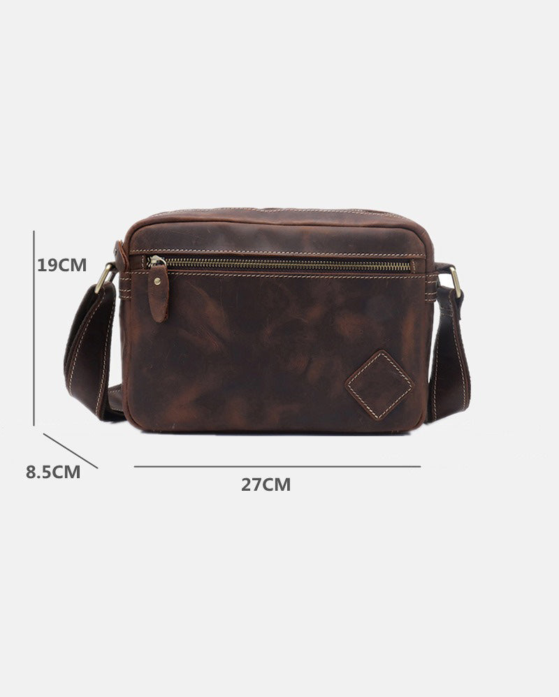 Brown Leather Small Side Bag Mens Brown iPad Courier Bag Casual Messenger Bag For Men