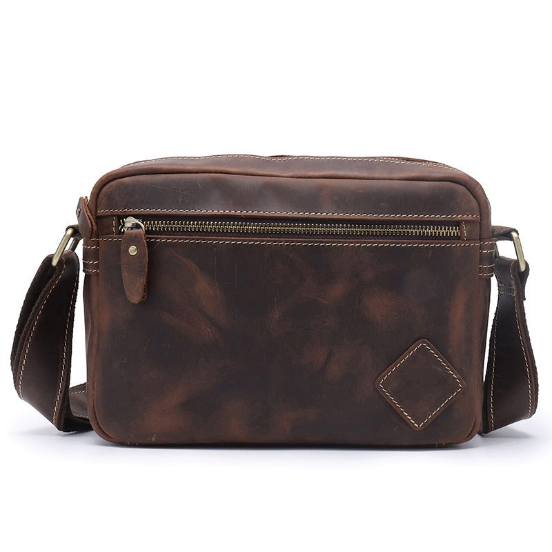 Brown Leather Small Side Bag Mens Brown iPad Courier Bag Casual Messenger Bag For Men